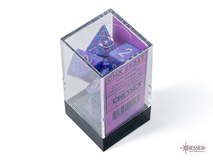Speckled Silver Tetra Polyhedral 7-Dice Set - CHX25347